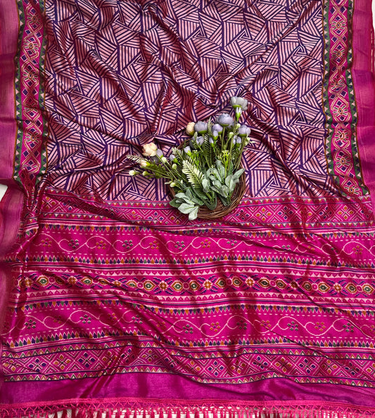 11A Patola Silk Magenta With Purple Suit Fabric / CKC Patola Silk Suits