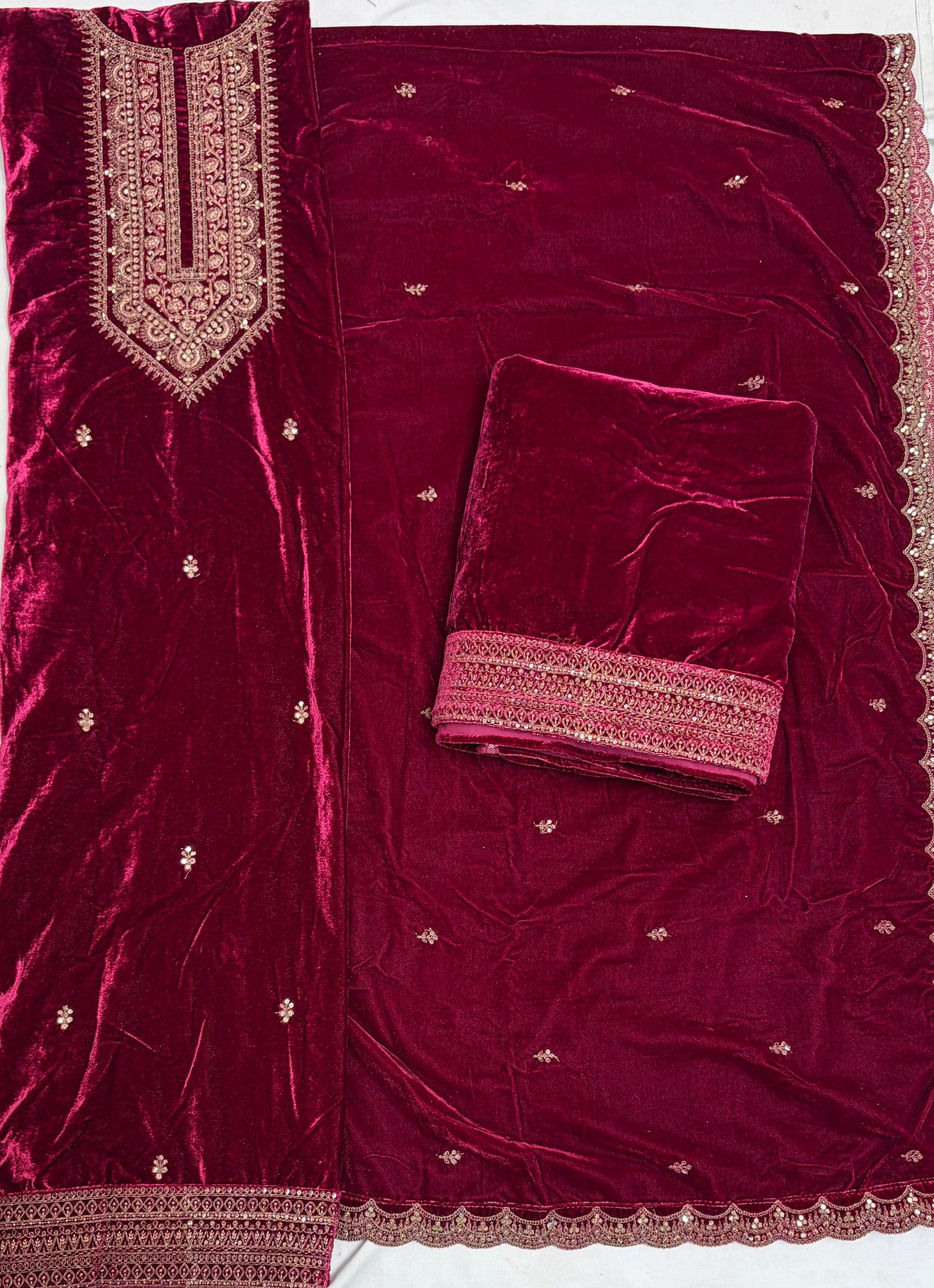 Velvet Magenta Suit Fabric / Velvet Suits