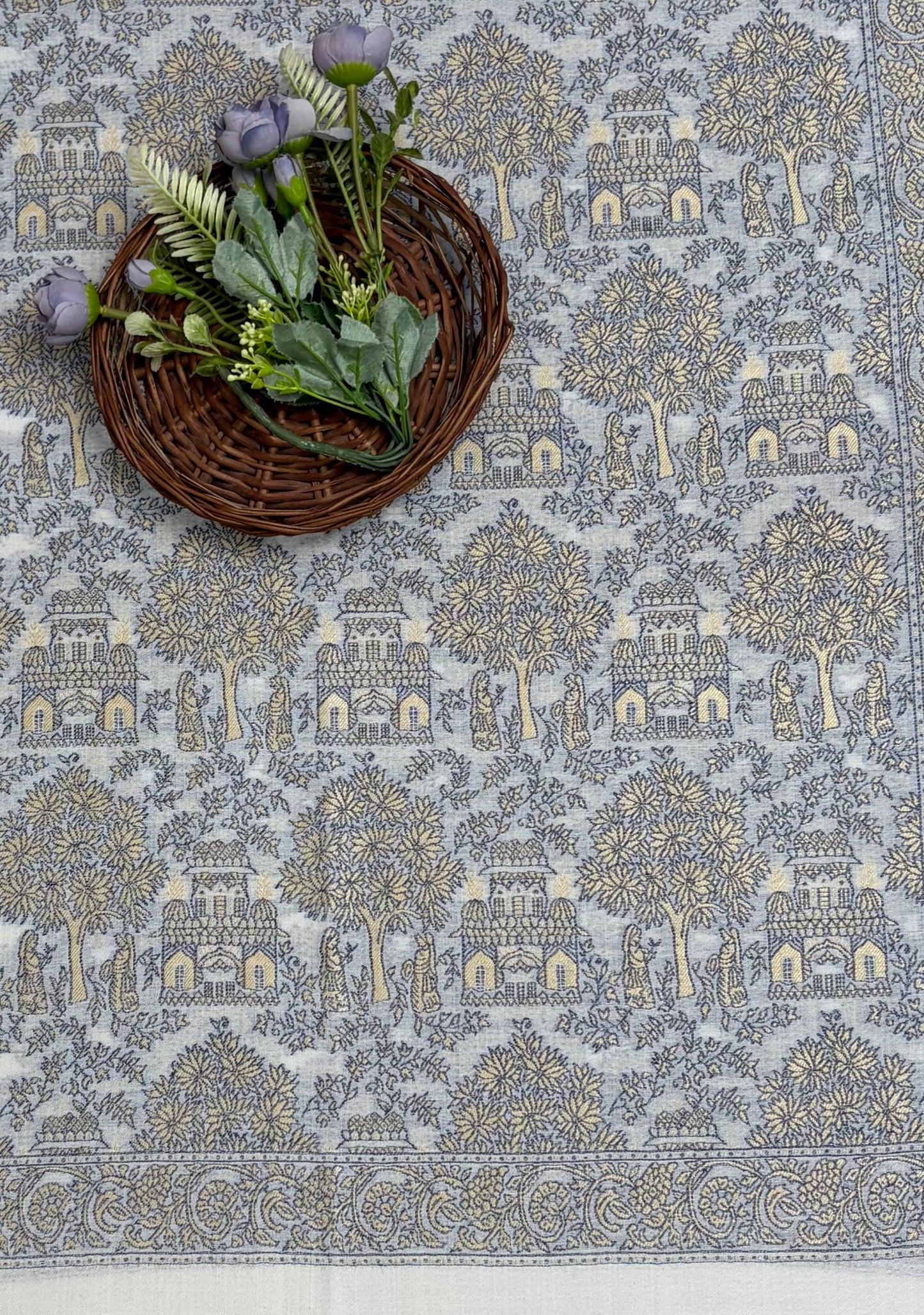 Pashmina White Stole Fabric / Pashmina Shawls