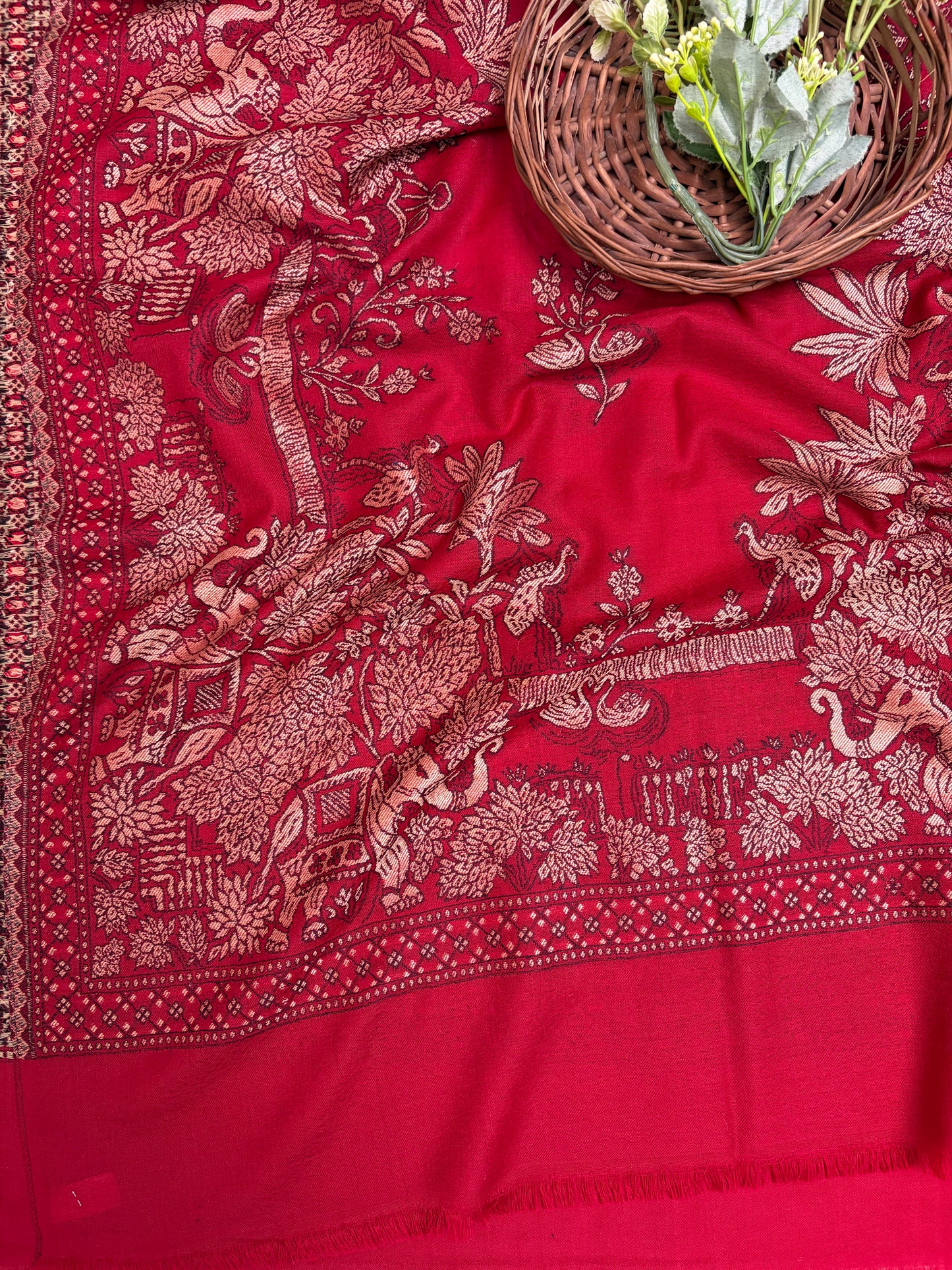 Pashmina Red Stole Fabric / Pashmina Shawls