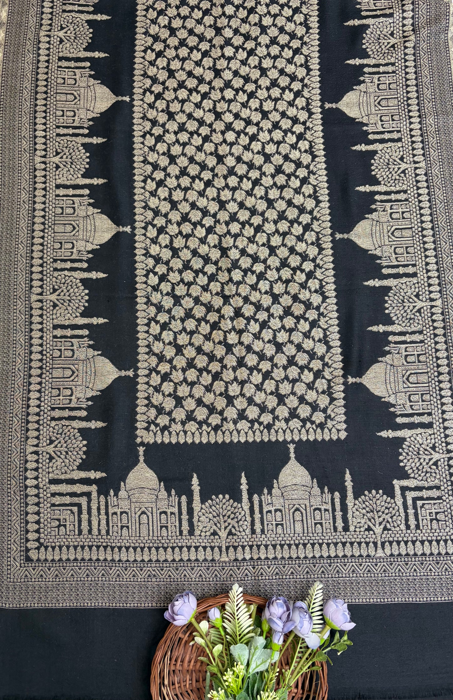 Pashmina Black Stole Fabric / Pashmina Shawls