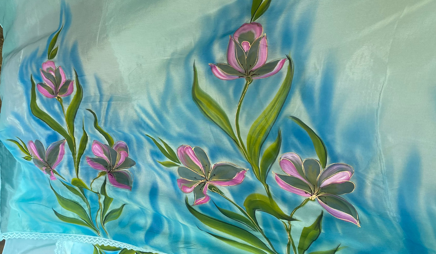 Crepe Sky Blue Suit Collection / Hand Painted Suits