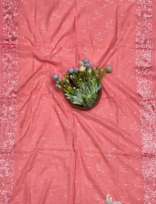 क्रेप गुलाबी सूट संग्रह / हाथ से पेंट किए गए सूट