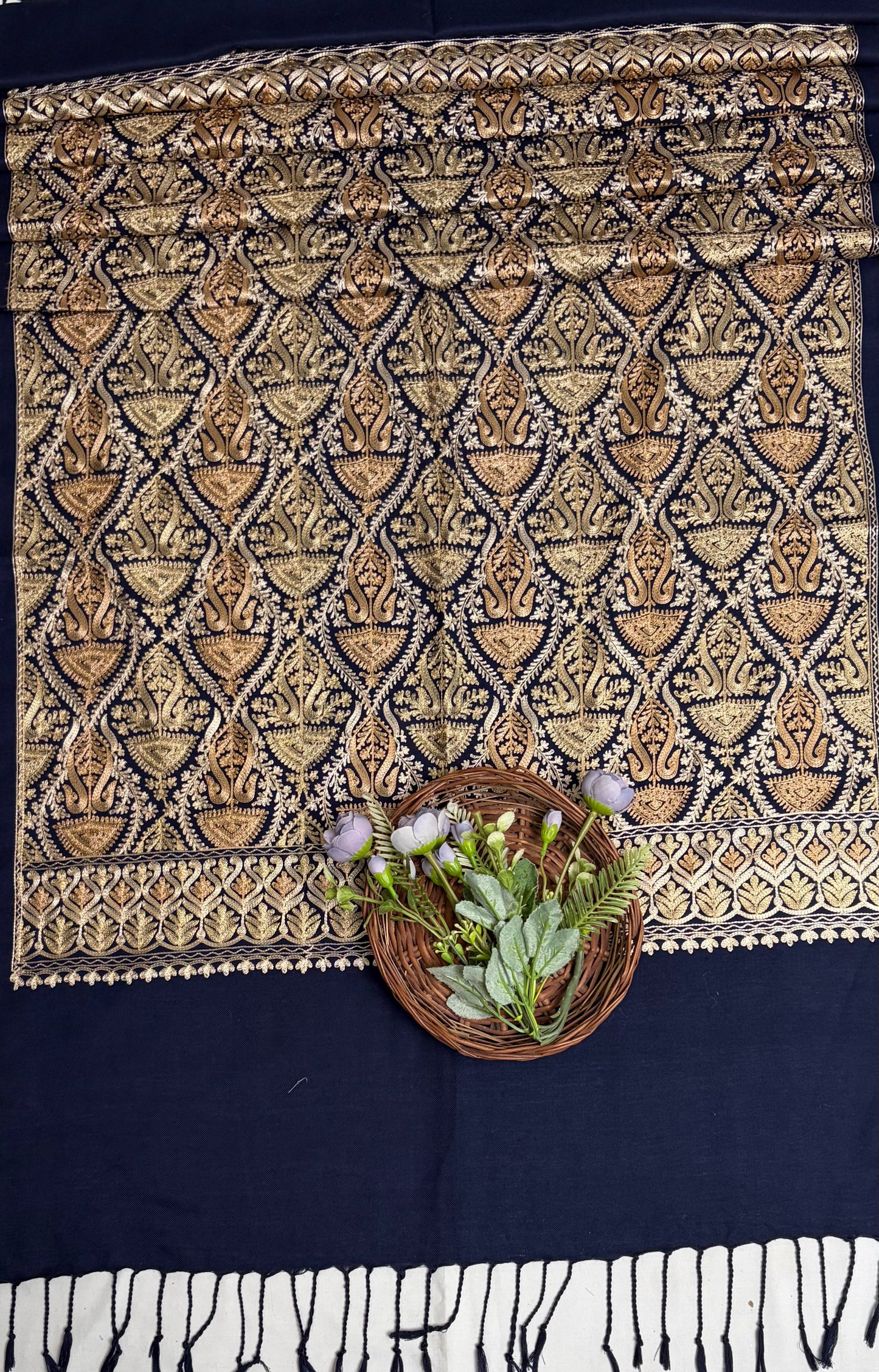 Pashmina Navy Blue Stole Fabric / Pashmina Shawls