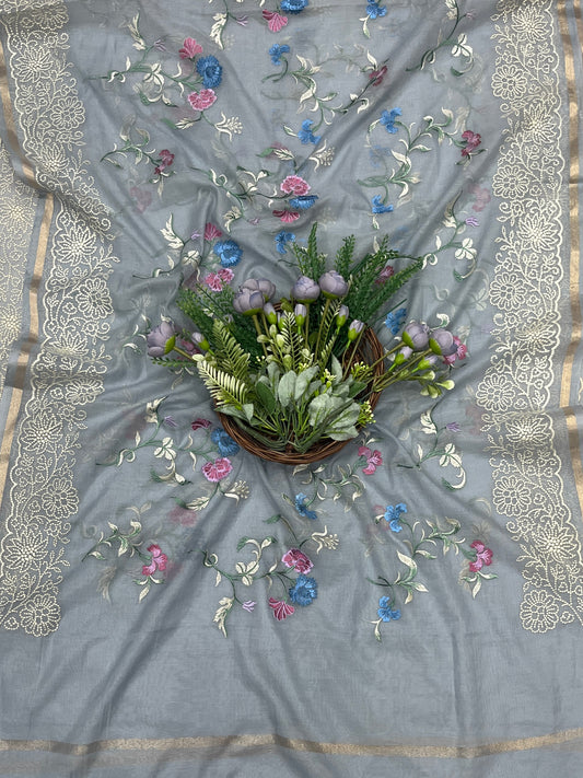513B Mul Cotton Grey Suit Fabric / CKC Mul Cotton