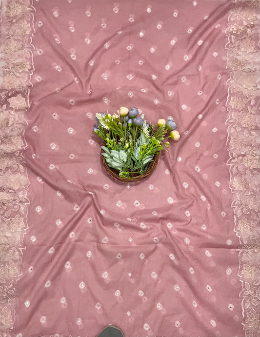 क्रेप गुलाबी सूट संग्रह / हाथ से पेंट किए गए सूट