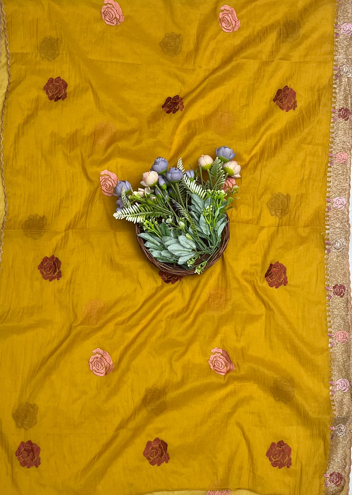 425A Mul Cotton Yellow Suit Fabric/ CKC Mul Cotton