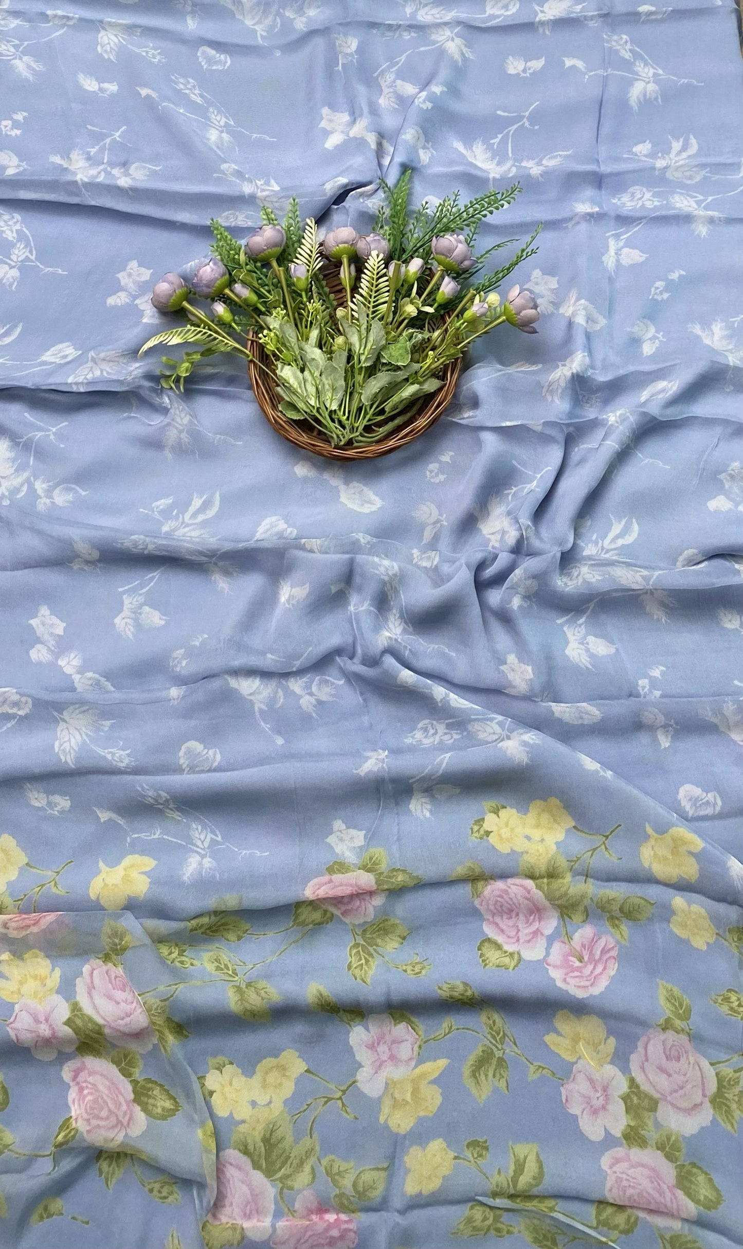390B Chiffon Ice Blue Suit Fabric / CKC Chiffon Suits