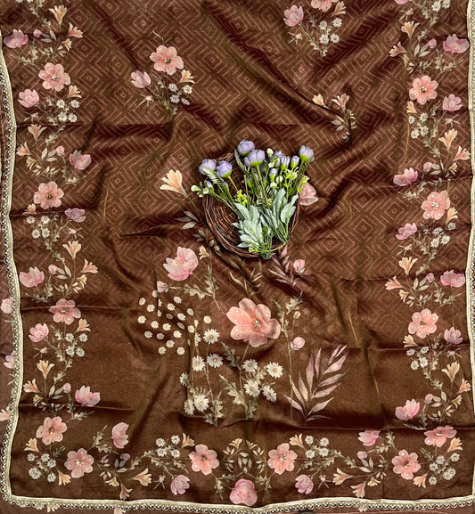 Self Shimmer Brown Suit Fabric/ CKC Partywear Collection