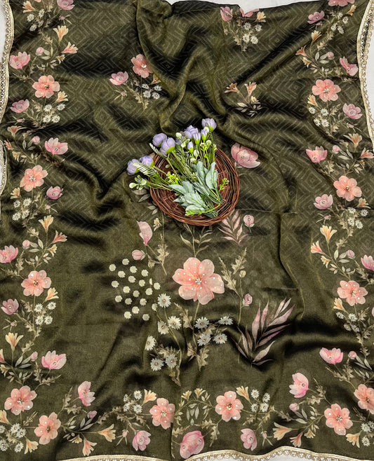 Self Shimmer Dark Green Suit Fabric/ CKC Partywear Collection