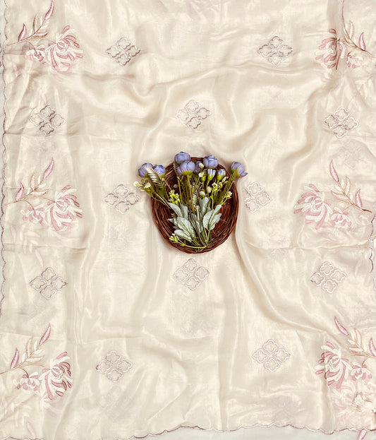 Shimmer Organza Off White Suit Fabric/ CKC Partywear Collection