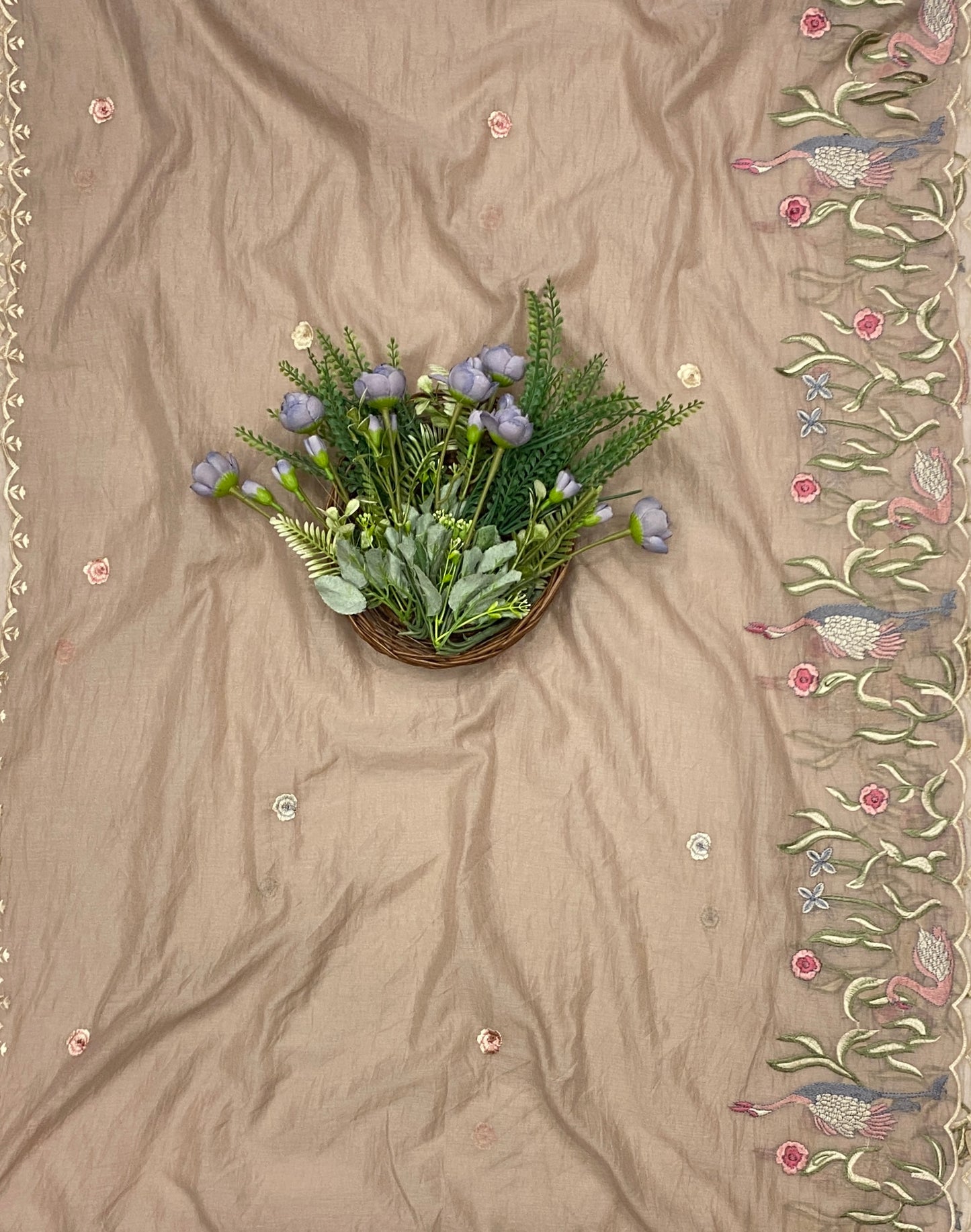 733B Mul Cotton Beige Suit Fabric/ CKC Mul Cotton