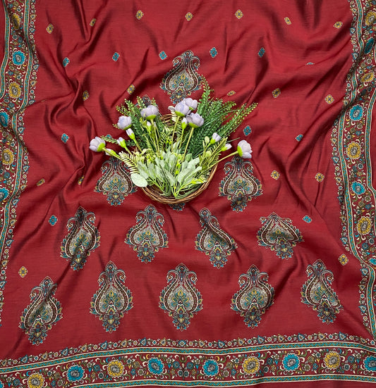 689B Maheshwari Red Suit Fabric / CKC Maheshwari Suits