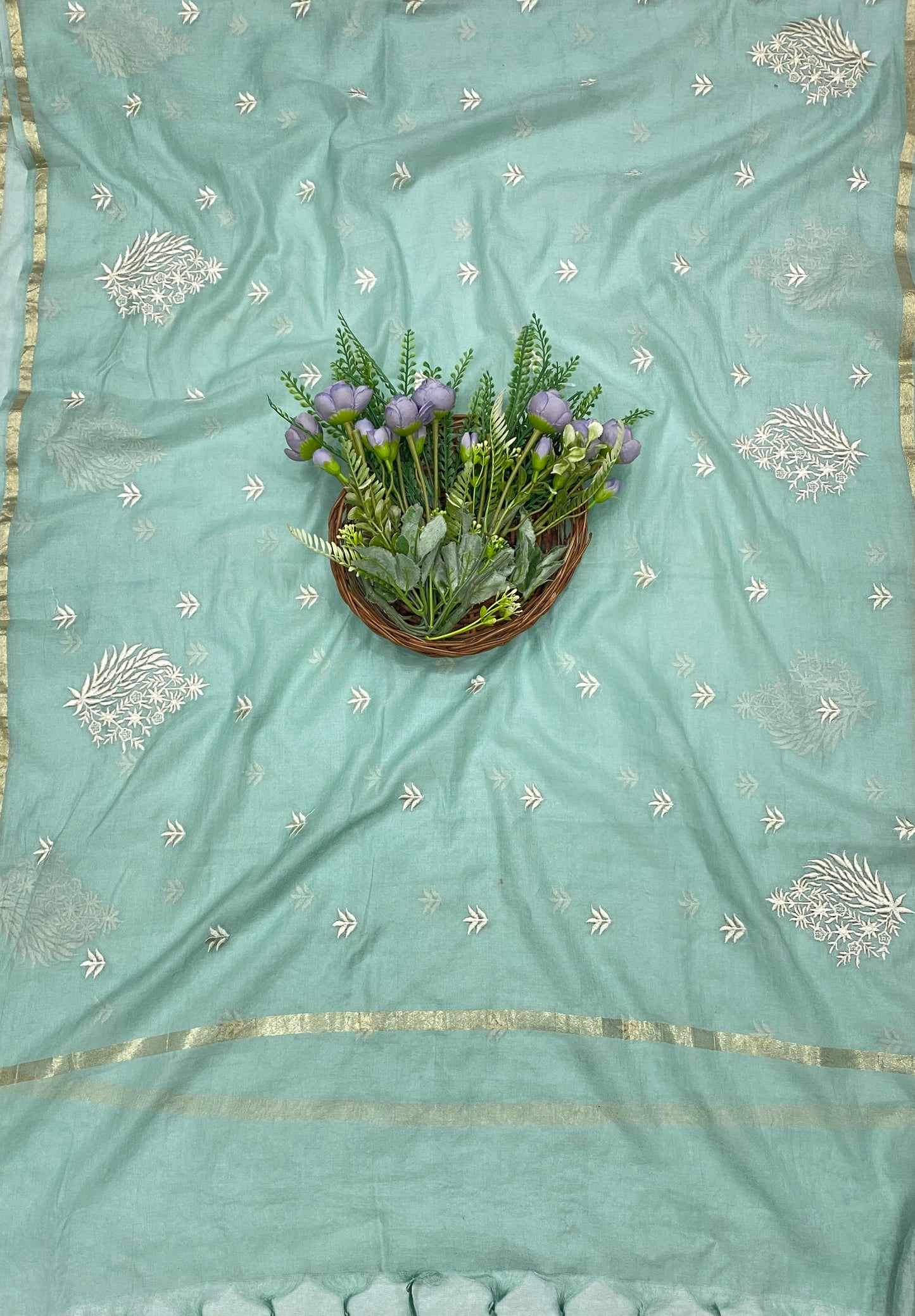 698B Mul Cotton Sea Green Color Suit Fabric / CKC Mul Cotton