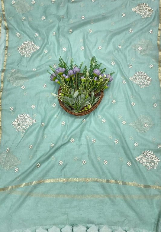 698B Mul Cotton Sea Green Color Suit Fabric / CKC Mul Cotton