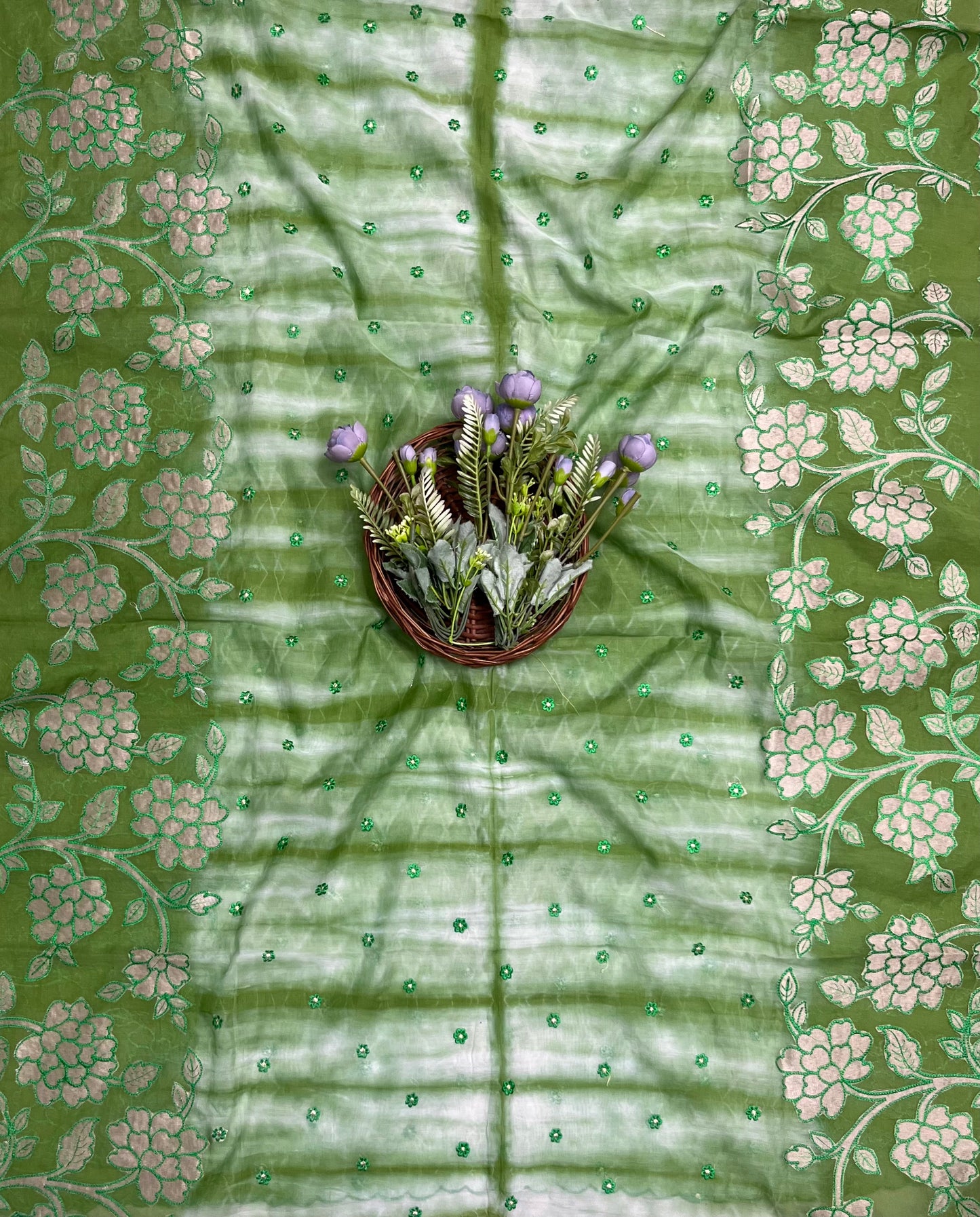988A Mul Cotton Green Suit Fabric/ CKC Mul Cotton