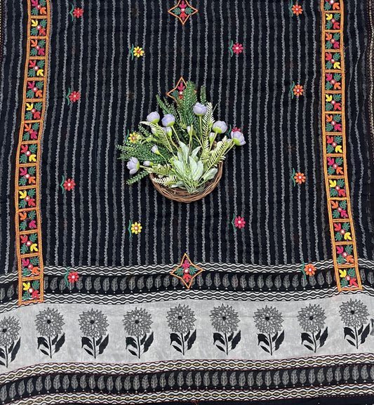 551B Cotton Black With Grey suit Fabric / CKC Cotton Bazaar