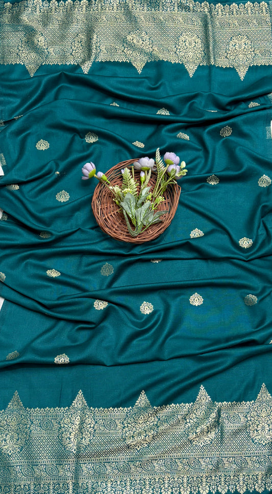 Pashmina Dark Green Suit Fabric/ Winter Suits