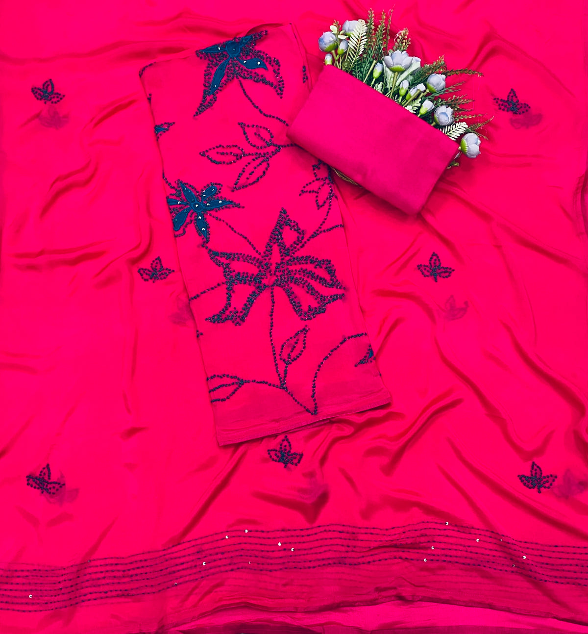 Chinon Rani Pink Suit Fabric - Studio CKC