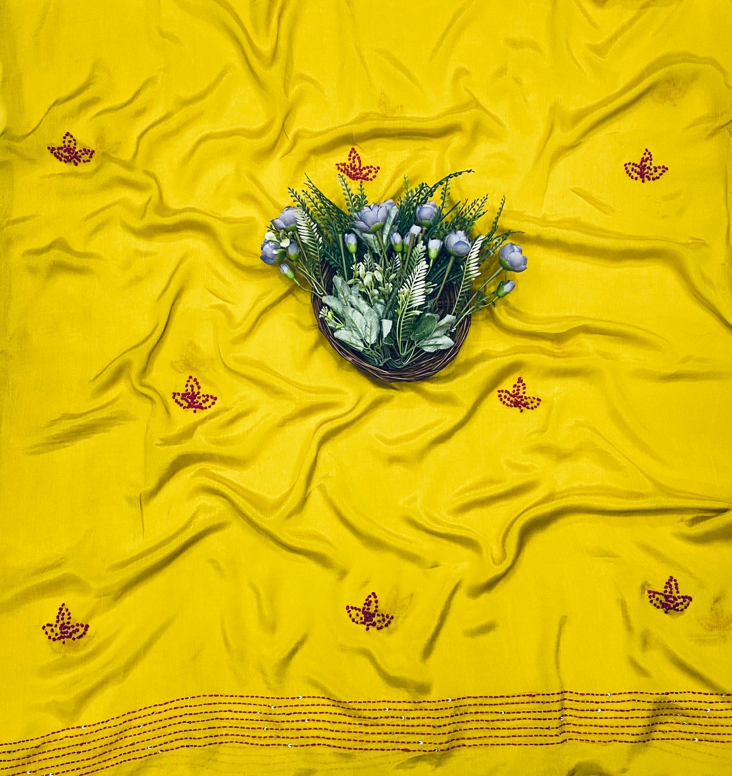 793B Chinon Mustard Yellow Suit Fabric / CKC Phoolon Ka Ghar
