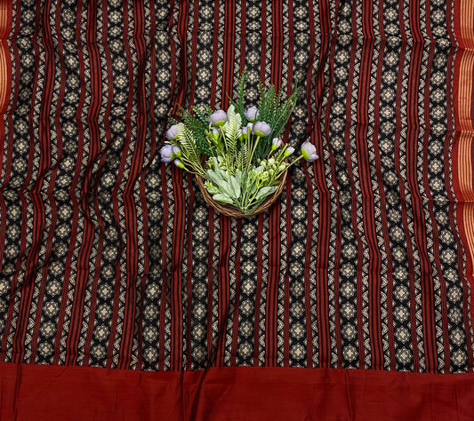 685B Maheshwari Black With Maroon Suit Fabric / CKC Maheshwari Suits