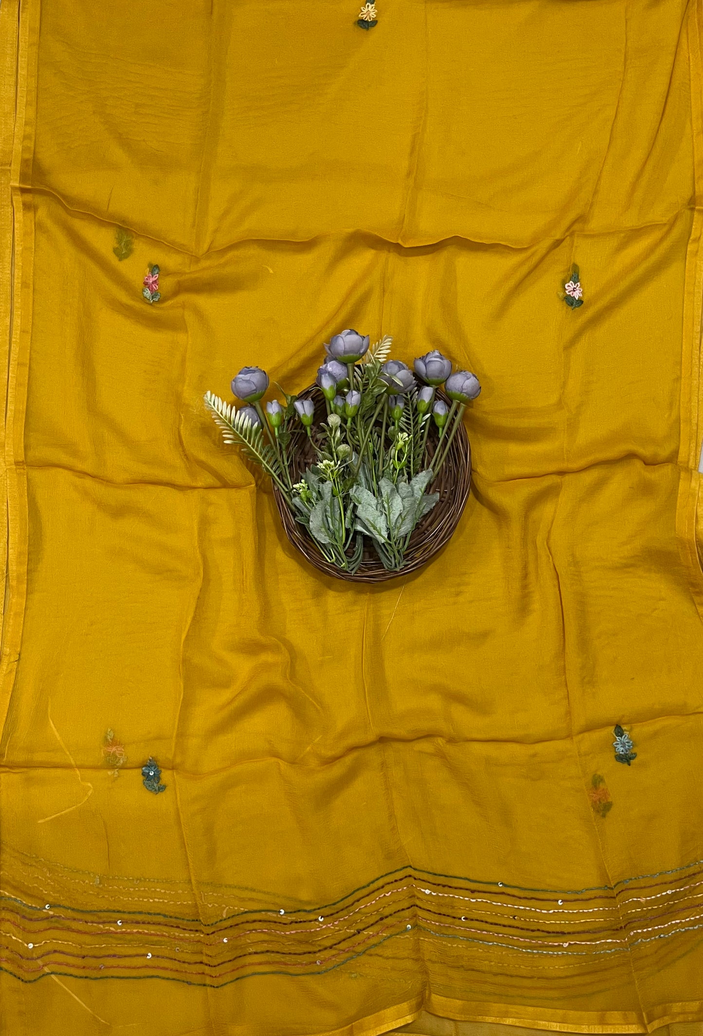 Georgette Yellow Suit Fabric / CKC Georgette Suits