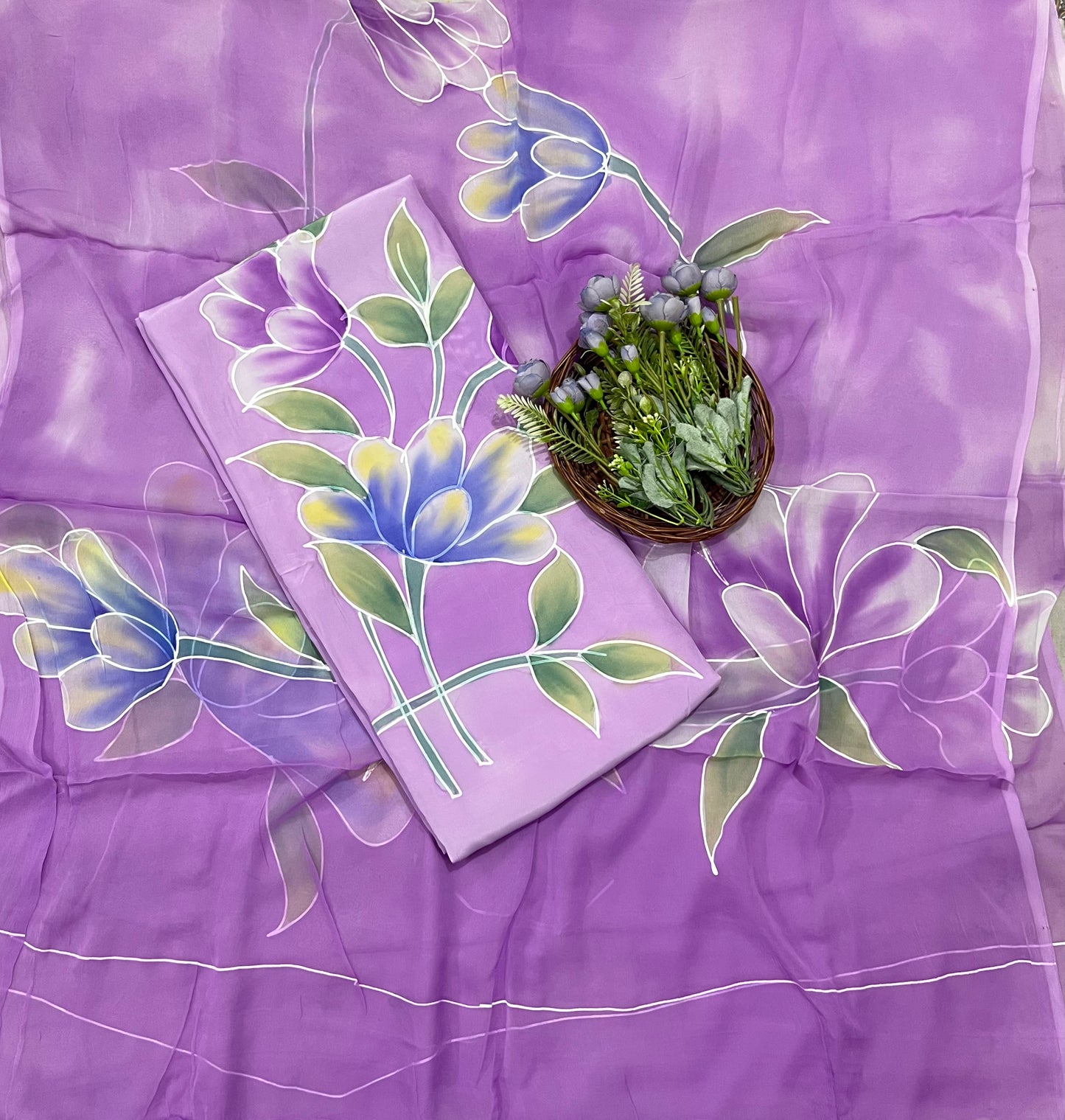 CKC 822 Crepe Lilac Suit Fabric/ CKC Hand Painted Suits