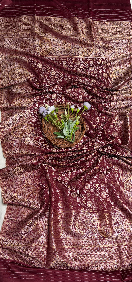 Banarasi Pashmina Dark Maroon Suit Fabric/ CKC Winter Suits