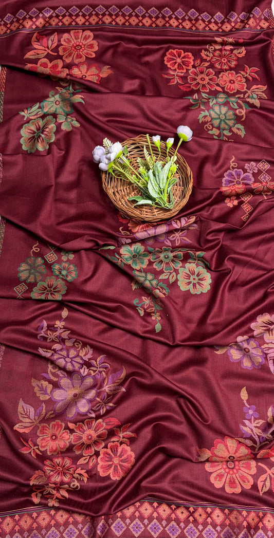 Pashmina Maroon Suit Fabric/ CKC Winter Suits