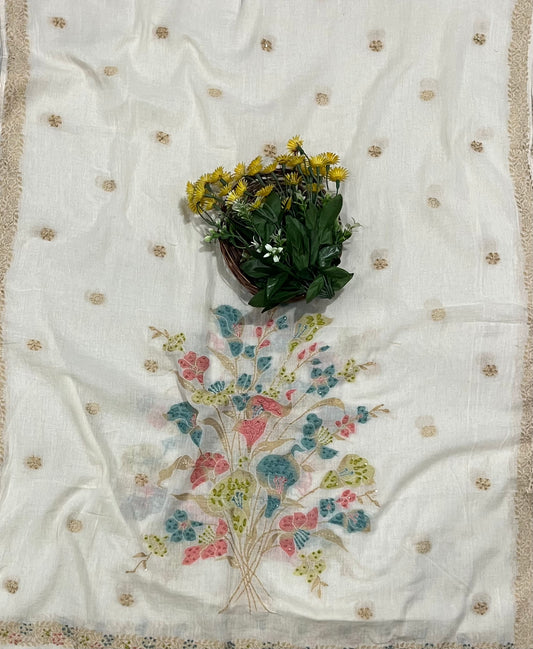 Cotton Cream With Pink Suit Fabric / CKC Cotton Bazaar