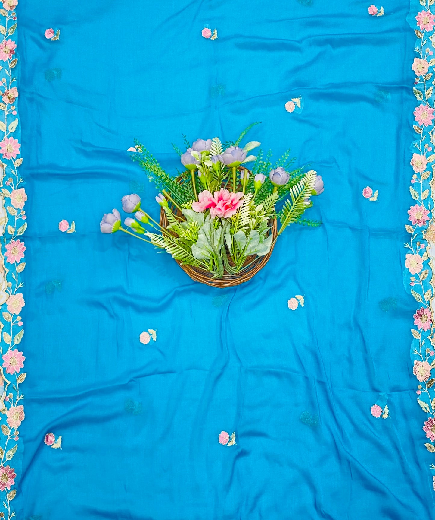 832B Rayon Aari Blue Suit Fabric / CKC Cotton Bazaar