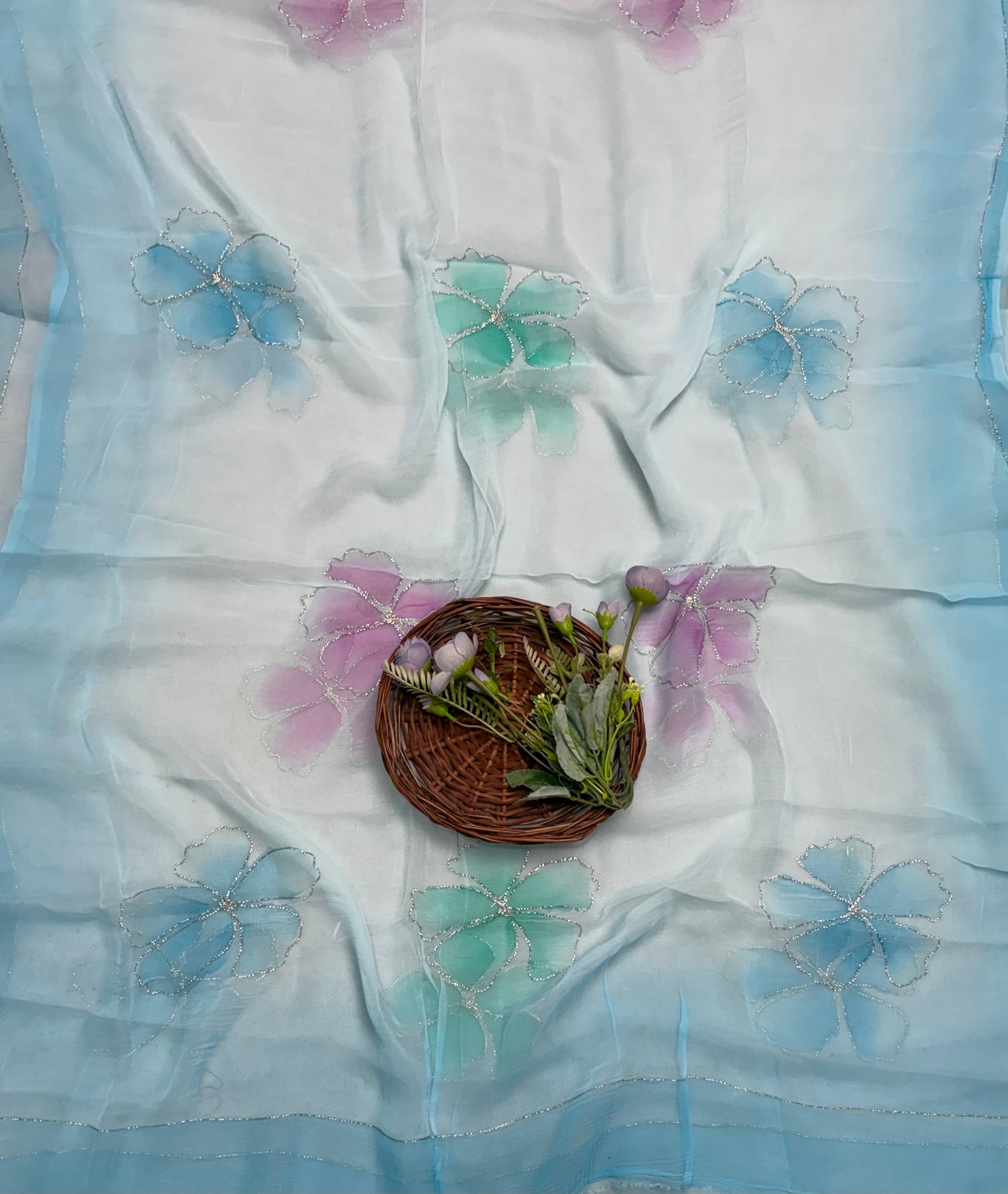 261A Crepe Sea Green Suit Fabric/ CKC Hand Painted Suits