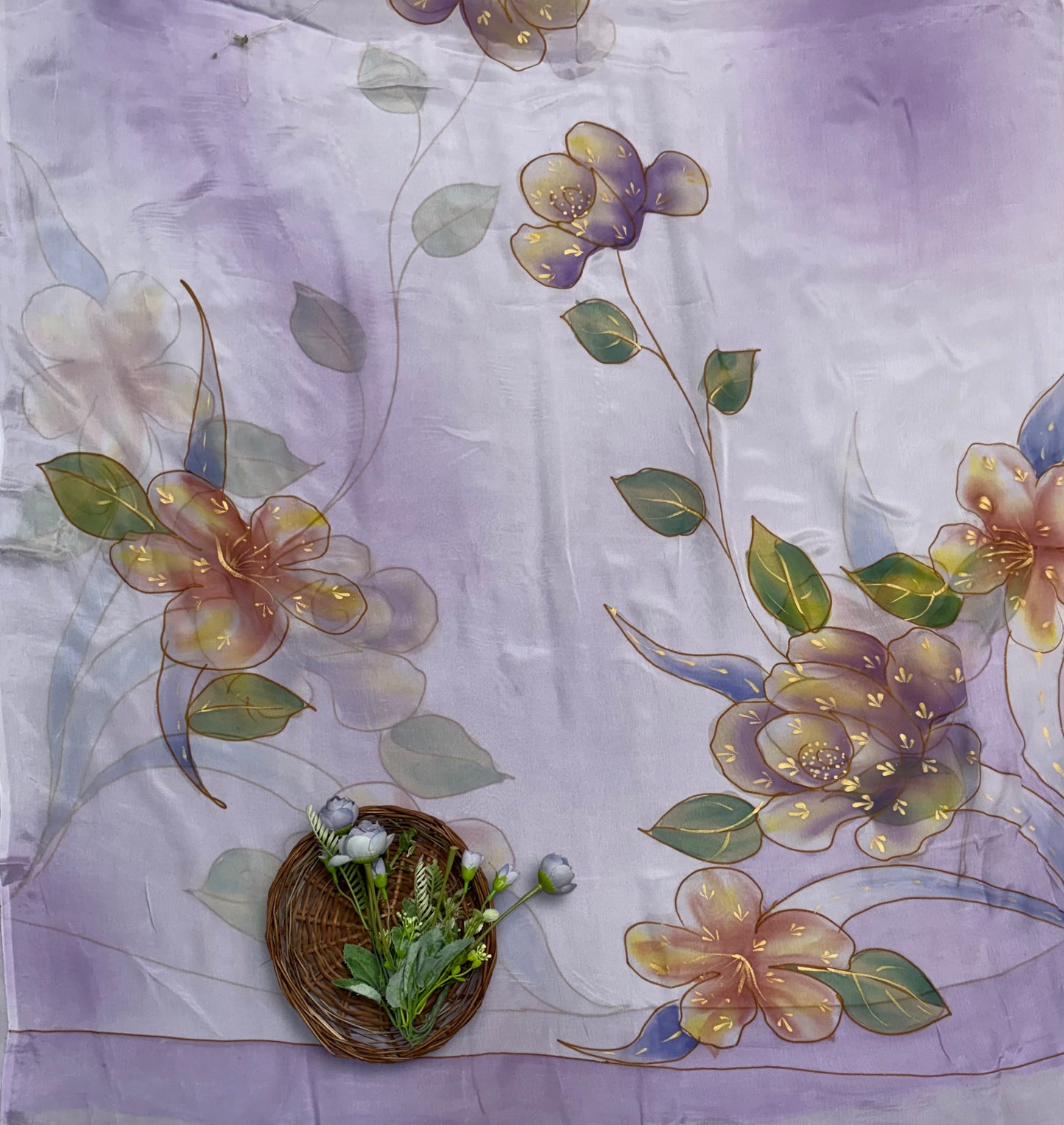 77B Raw Silk Lilac Suit Fabric/ CKC Hand Painted Suits