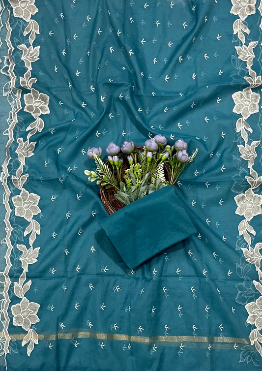 552 Mul Cotton Peacock Blue Suit Fabric/ CKC Mul Cotton