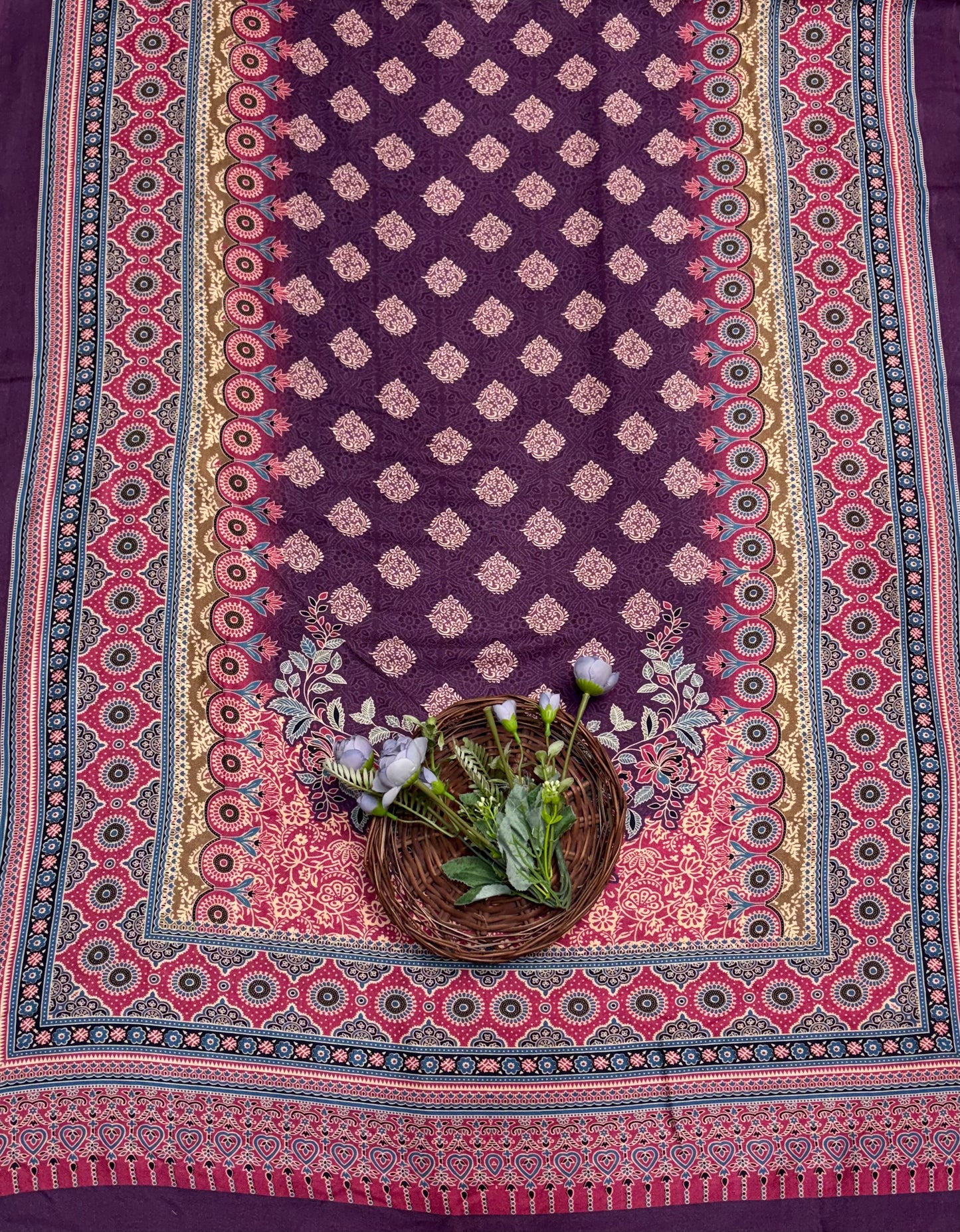 Pashmina Gajri With Wine Suit Fabric / CKC Winter Suits