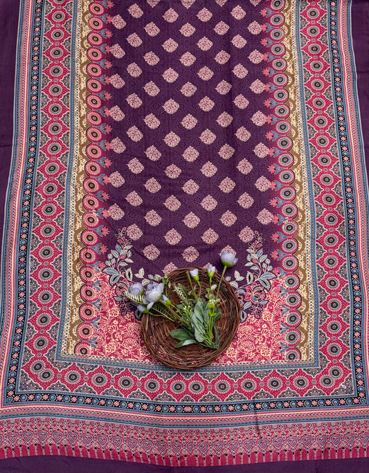 Pashmina Gajri With Wine Suit Fabric / CKC Winter Suits