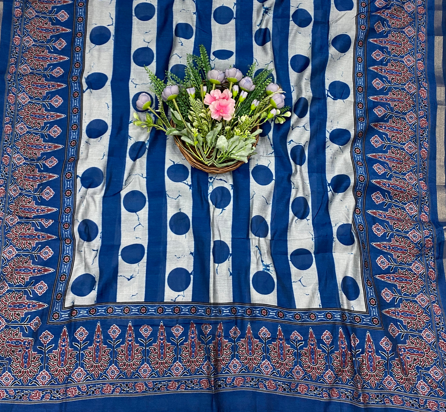 972B Maheshwari Navy Blue Suit Fabric / CKC Maheshwari Suits
