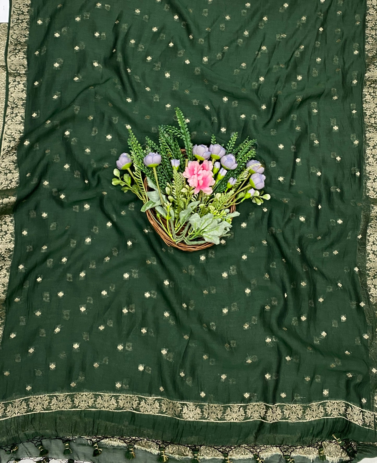 980B Pure Mul Cotton Dark Green Suit Fabric / CKC Mul Cotton
