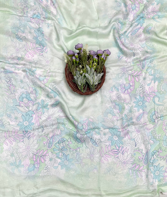 Chinon Jackard Green Suit Fabric / CKC Phoolon Ka Ghar