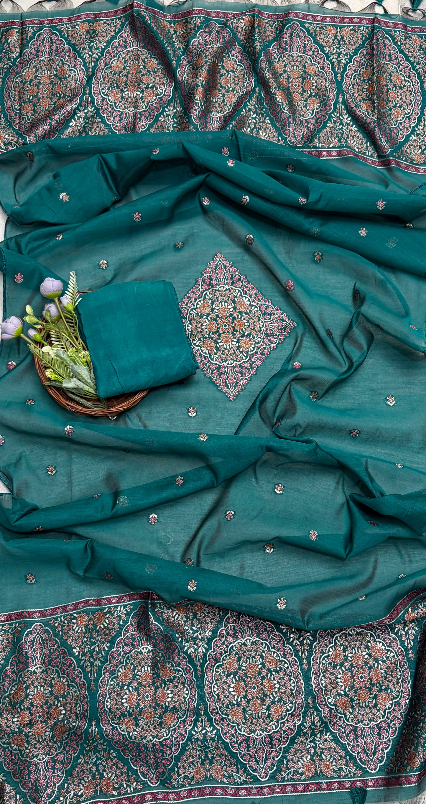 227A Jamdani Dark Sea Green Suit Fabric / CKC Jamdani Suits