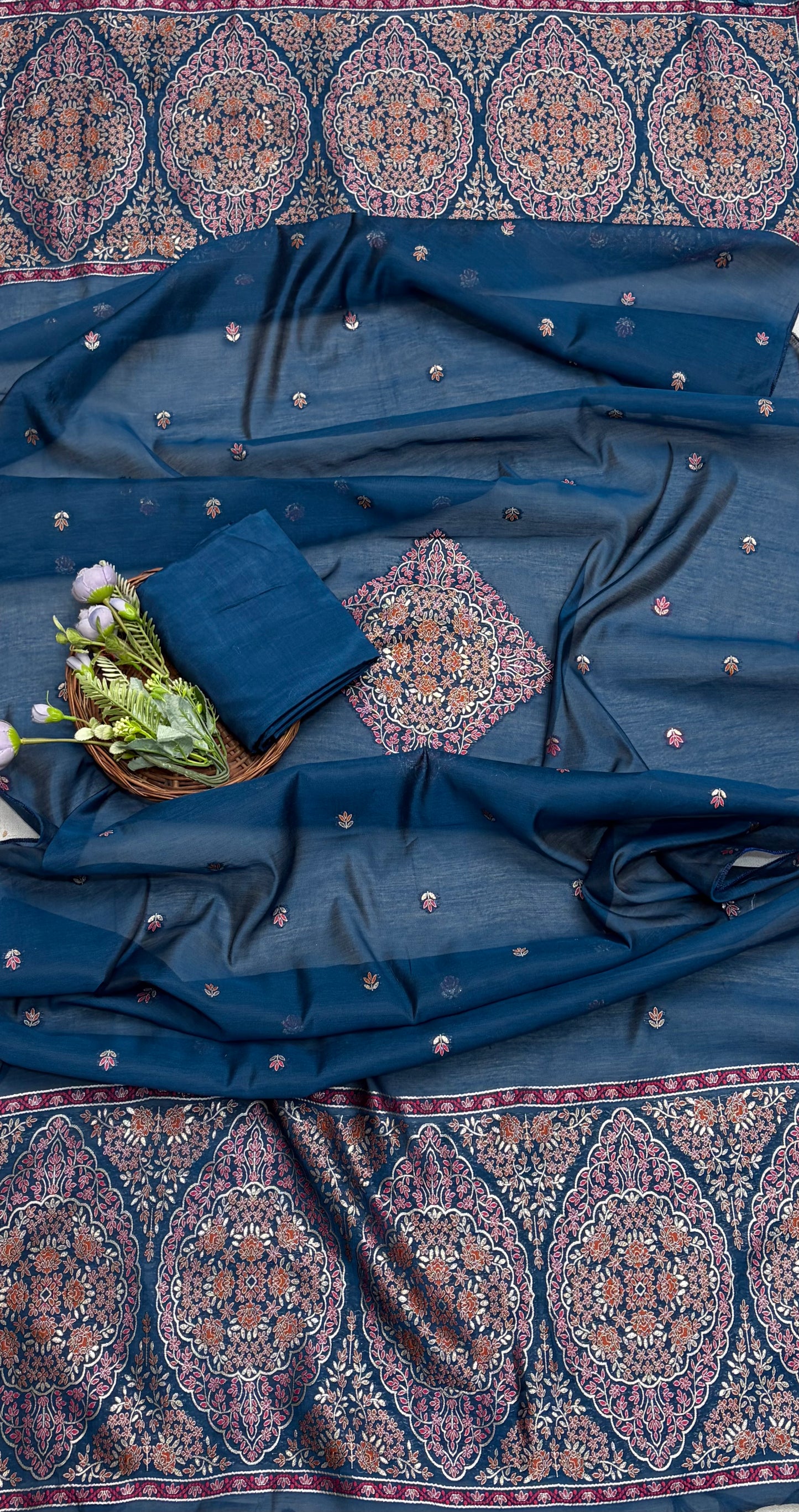 Ckc 529 Jamdani Navy Blue Suit Fabric / CKC Jamdani Suits