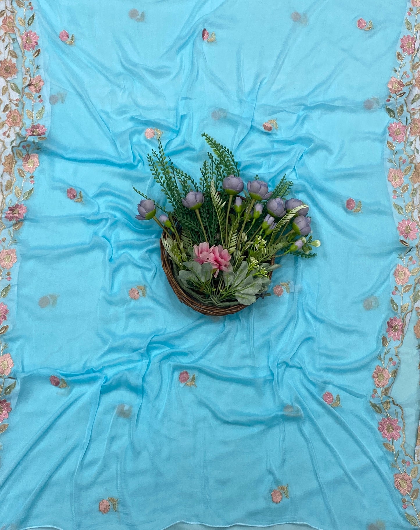 Rayon Aari Blue Suit Fabric / CKC Cotton Bazaar