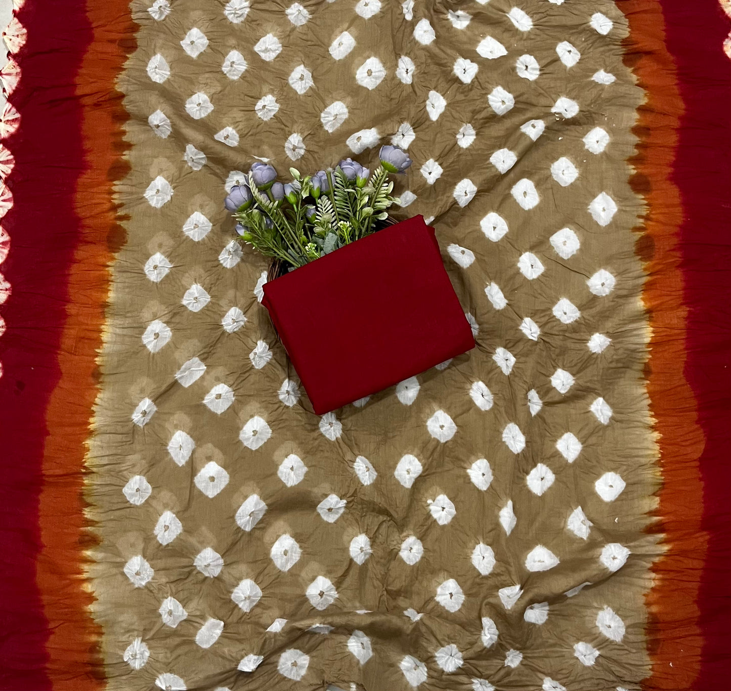 Ckc 123 Jaipuri Beige With Red Suit Fabric / CKC Jaipuri Suits