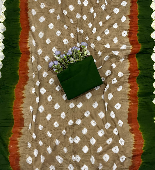 Jaipuri Beige With Green Suit Fabric / CKC Jaipuri Suits