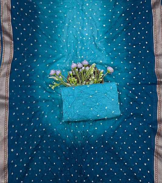 Jaipuri Blue With Navy Blue Suit Fabric / CKC Jaipuri Suits