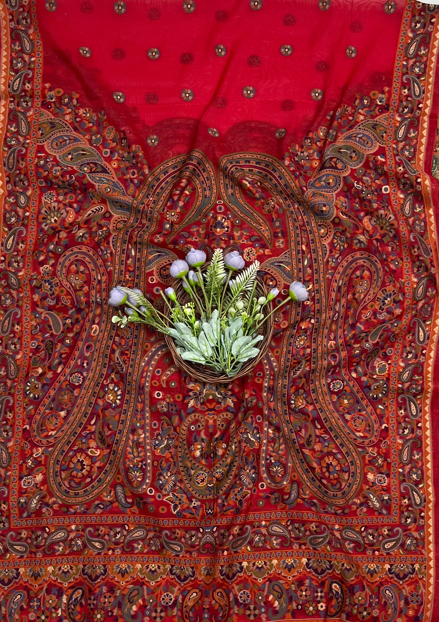 Ckc 113 Jamdani Dark Red Suit Fabric / CKC Jamdani Suits