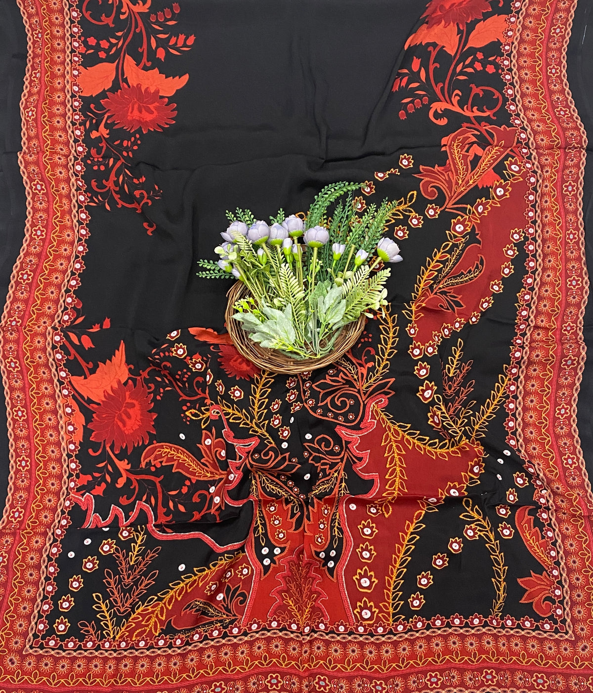 145C Crepe Black With Red Suit Fabric / CKC Crepe Suits