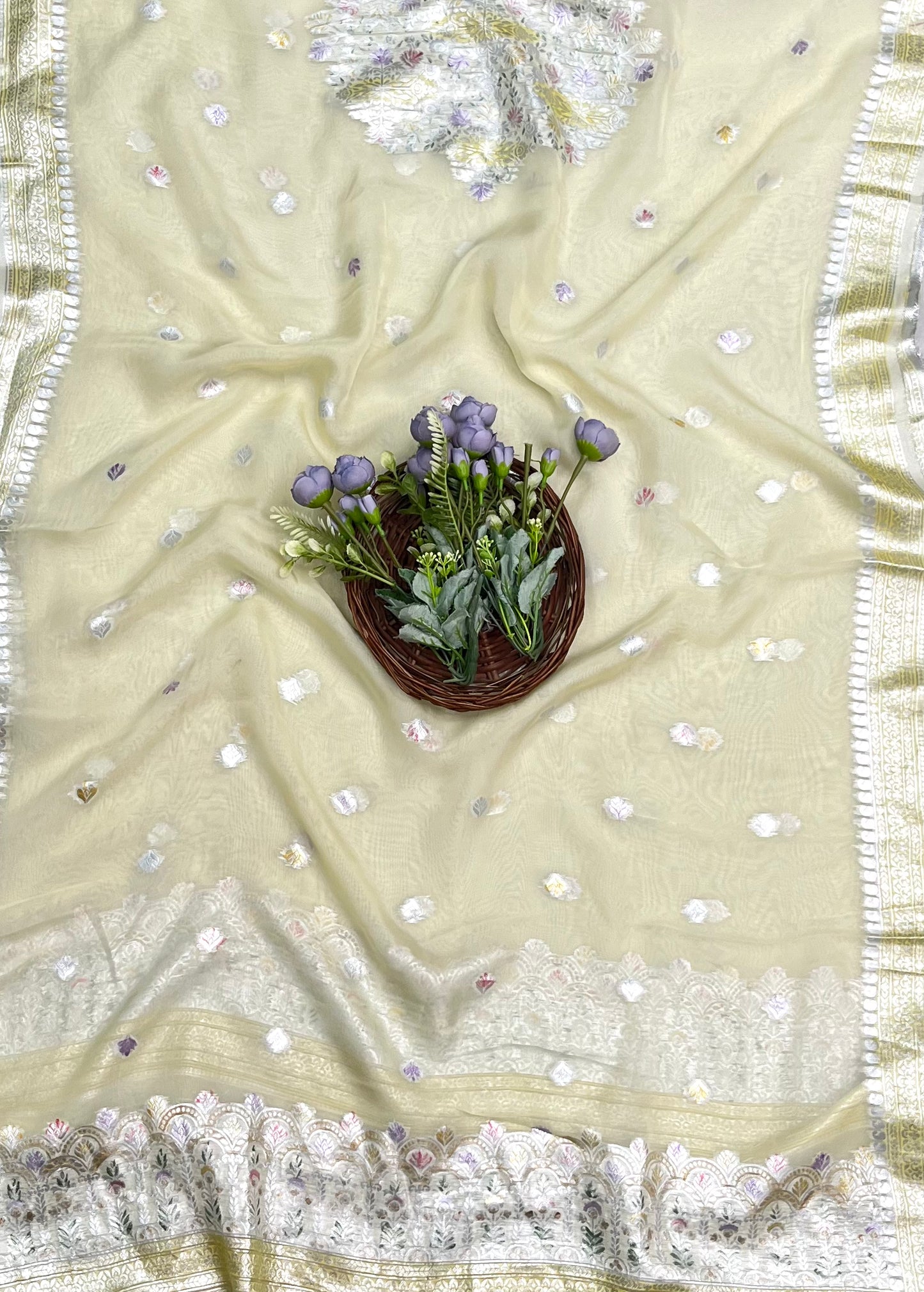 Ckc 409 Organza Light Lemon Suit Fabric/ CKC Partywear Collection