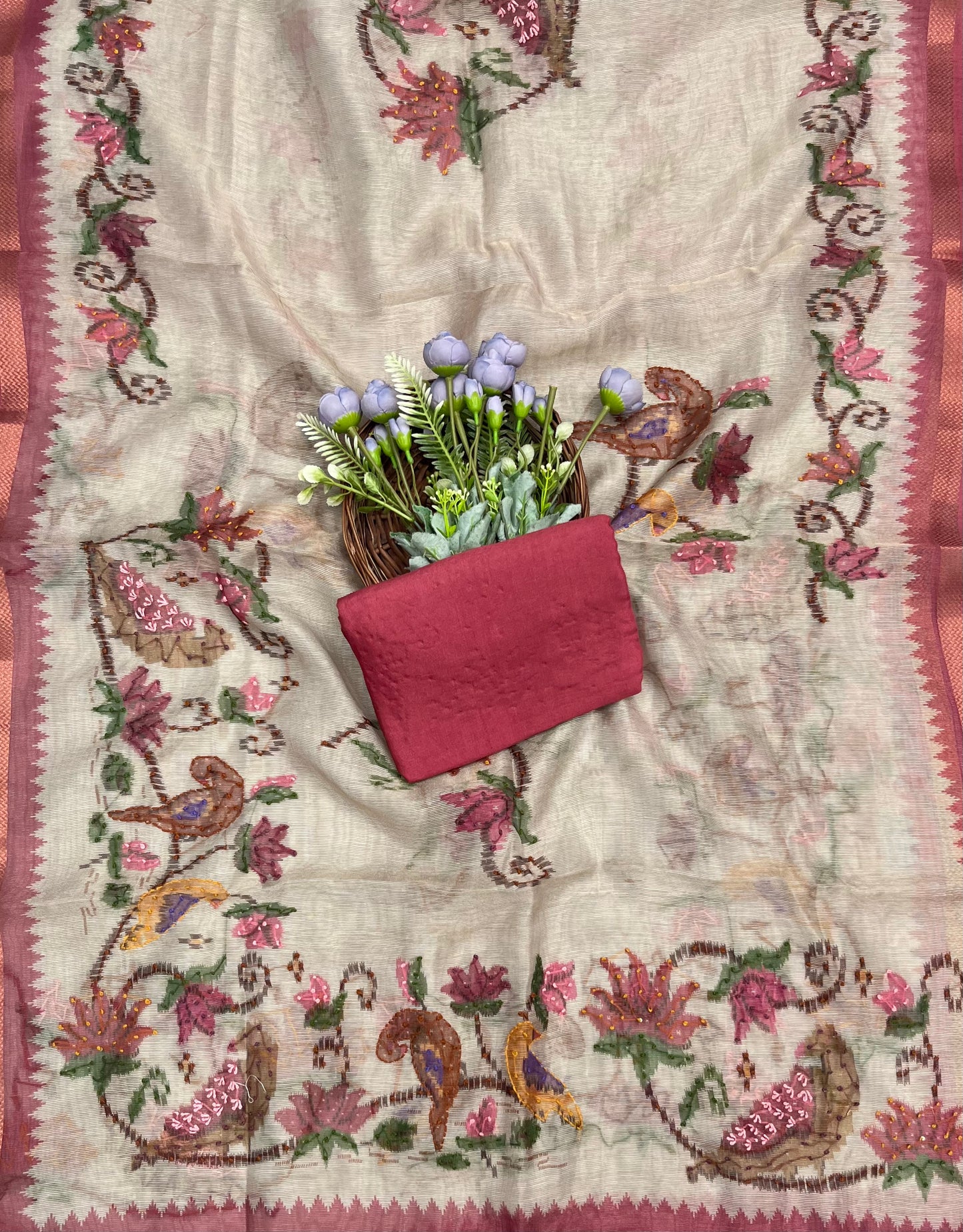 CKC 313 Jamdani Carrot Pink Suit Fabric / CKC Jamdani Suits