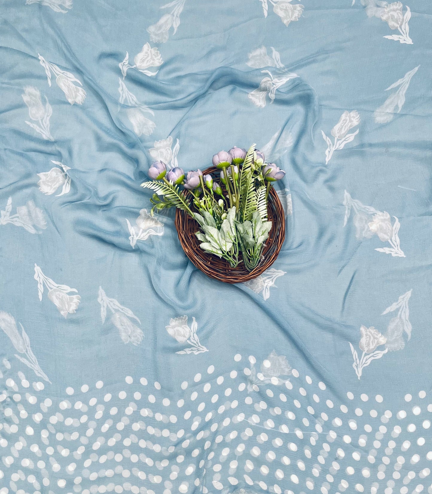 Ckc 288 Crepe Polka Ice Blue Suit Fabric/ CKC Polka Story